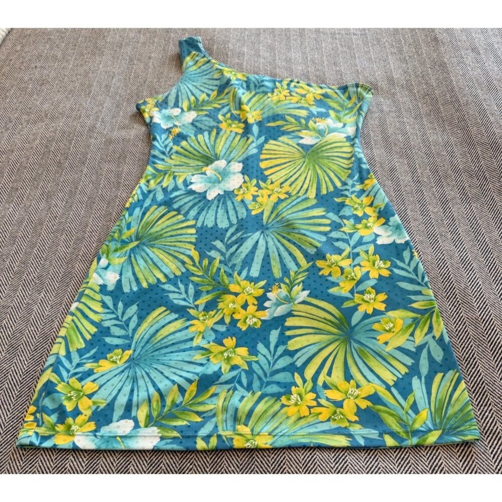 One-Shoulder Floral Tropical Print Dress By Back-Track Clothing Co. Size S
